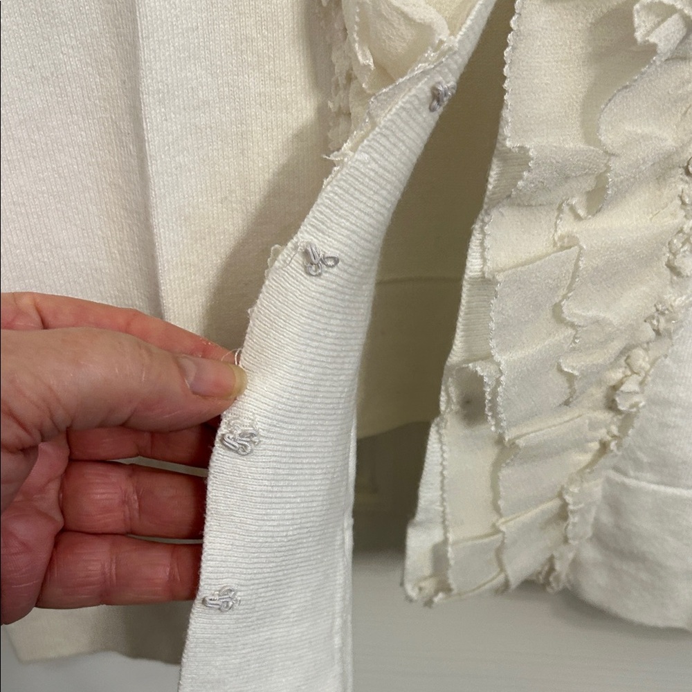 Monsoon Ivory Ruffle Cardigan - Picture 3 of 5